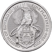 100 Pounds - Elizabeth II Griffin of Edward III; 1 oz Fine Platinum, United Kingdom, 2018 reverse image