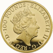 100 Pounds - Elizabeth II Black Bull of Clarence; Gold Proof obverse image