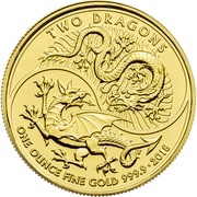 100 Pounds - Elizabeth II Two Dragons; 1 oz Fine Gold, United Kingdom, 2018 reverse image