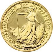100 Pounds - Elizabeth II 5th portrait; 1 oz Fine Gold, United Kingdom, 2018-2020 reverse image