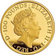100 Pounds - Elizabeth II 5th portrait; 1 oz Fine Gold obverse image