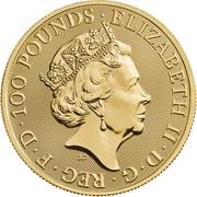 100 Pounds - Elizabeth II Yale of Beaufort; 1 oz Fine Gold obverse image
