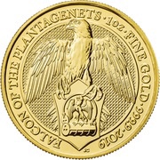 100 Pounds - Elizabeth II Falcon of Plantagenets; 1 oz Fine Gold, United Kingdom, 2019 reverse image
