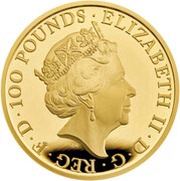 100 Pounds - Elizabeth II Falcon of Plantagenets; Gold Proof obverse image