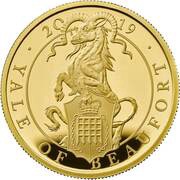 100 Pounds - Elizabeth II Yale of Beaufort; Gold Proof, United Kingdom, 2019 reverse image