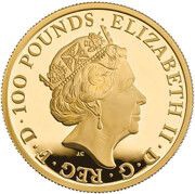 100 Pounds - Elizabeth II 5th portrait; 1 oz Fine Gold obverse image