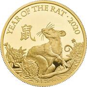 100 Pounds - Elizabeth II Year of the Rat; Gold Proof, United Kingdom, 2020 reverse image