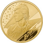 100 Pounds - Elizabeth II David Bowie; Gold Proof, United Kingdom, 2020 reverse image