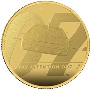 100 Pounds - Elizabeth II James Bond - II; Gold Proof, United Kingdom, 2020 reverse image