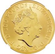 100 Pounds - Elizabeth II Mayflower; Gold Proof obverse image