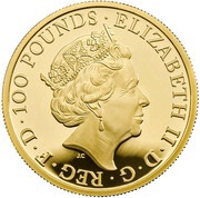 100 Pounds - Elizabeth II White Horse of Hanover; Gold Proof obverse image
