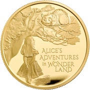100 Pounds - Elizabeth II Alice's Adventures in Wonderland; Gold Proof, United Kingdom, 2021 reverse image