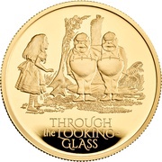 100 Pounds - Elizabeth II Alice Through the Looking Glass; Gold Proof, United Kingdom, 2021 reverse image