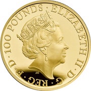 100 Pounds - Elizabeth II 5th portrait; 1 oz Fine Gold obverse image