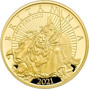 100 Pounds - Elizabeth II 5th portrait; 1 oz Fine Gold, United Kingdom, 2021 reverse image