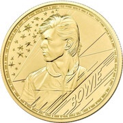100 Pounds - Elizabeth II David Bowie; 1 oz Fine Gold, United Kingdom, 2021 reverse image
