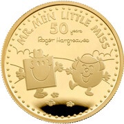 100 Pounds - Elizabeth II Mr. Strong and Little Miss Giggles; Gold Proof, United Kingdom, 2021 reverse image