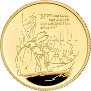 100 Pounds - Elizabeth II Peter Rabbit; Gold Proof, United Kingdom, 2021 reverse image
