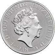100 Pounds - Elizabeth II White Horse of Hanover; 1 oz Fine Platinum obverse image