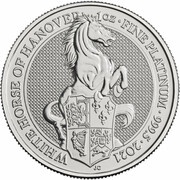 100 Pounds - Elizabeth II White Horse of Hanover; 1 oz Fine Platinum, United Kingdom, 2021 reverse image