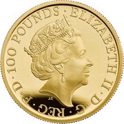 100 Pounds - Elizabeth II White Greyhound of Richmond; Gold Proof obverse image