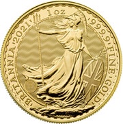 100 Pounds - Elizabeth II 5th portrait; 1 oz Fine Gold, United Kingdom, 2021-2023 reverse image