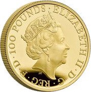 100 Pounds - Elizabeth II 5th portrait; 1 oz Fine Gold obverse image