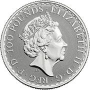 100 Pounds - Elizabeth II 5th portrait; 1 oz Fine Platinum obverse image