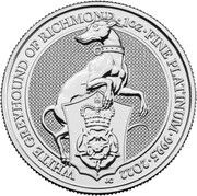 100 Pounds - Elizabeth II White Greyhound of Richmond; 1 oz Fine Platinum, United Kingdom, 2022 reverse image