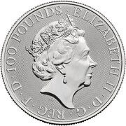 100 Pounds - Elizabeth II The Queen's Beast Completer; 1 oz Fine Platinum obverse image