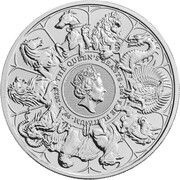 100 Pounds - Elizabeth II The Queen's Beast Completer; 1 oz Fine Platinum, United Kingdom, 2022 reverse image