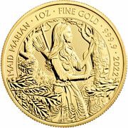 100 Pounds - Elizabeth II Maid Marian; 1 oz Fine Gold, United Kingdom, 2022 reverse image