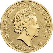 100 Pounds - Elizabeth II Lion of England; 1 oz Fine Gold obverse image