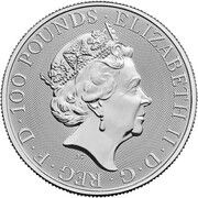 100 Pounds - Elizabeth II Lion of England; 1 oz Fine Platinum obverse image