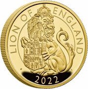 100 Pounds - Elizabeth II Lion of England; Gold Proof, United Kingdom, 2022 reverse image