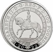 100 Pounds - Elizabeth II Platinum Jubilee; Platinum Proof obverse image