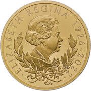 100 Pounds - Charles III Life and legacy of the Queen; Gold Proof, United Kingdom, 2022 reverse image