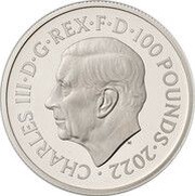 100 Pounds - Charles III Life and legacy of the Queen; Platinum Proof obverse image