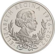 100 Pounds - Charles III Life and legacy of the Queen; Platinum Proof, United Kingdom, 2022 reverse image