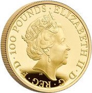 100 Pounds - Elizabeth II Posthumous; Year of the Rabbit; Gold Proof obverse image