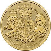 100 Pounds - Charles III Royal Arms; 1 oz Fine Gold, United Kingdom, 2023 reverse image