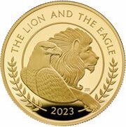 100 Pounds - Charles III The Lion and The Eagle; Gold Proof, United Kingdom, 2023 reverse image