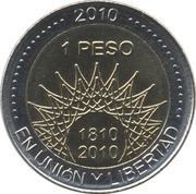 1 Peso Aconcagua, Argentina, 2010 reverse image