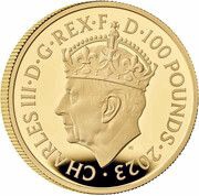 100 Pounds - Charles III Coronation; Gold Proof obverse image