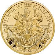 100 Pounds - Charles III 1 oz Fine Gold, United Kingdom, 2023 reverse image