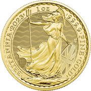100 Pounds - Charles III Coronation; 1 oz Fine Gold, United Kingdom, 2023 reverse image