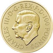 100 Pounds - Charles III Merlin; 1oz Fine Gold obverse image