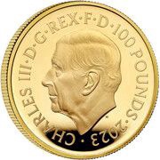 100 Pounds - Charles III Merlin; Gold Proof obverse image