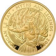 100 Pounds - Charles III Morgan Le Fay; Gold Proof, United Kingdom, 2023 reverse image