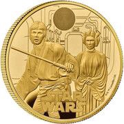 100 Pounds - Charles III Luke Skywalker and Princess Leia; Gold Proof, United Kingdom, 2023 reverse image